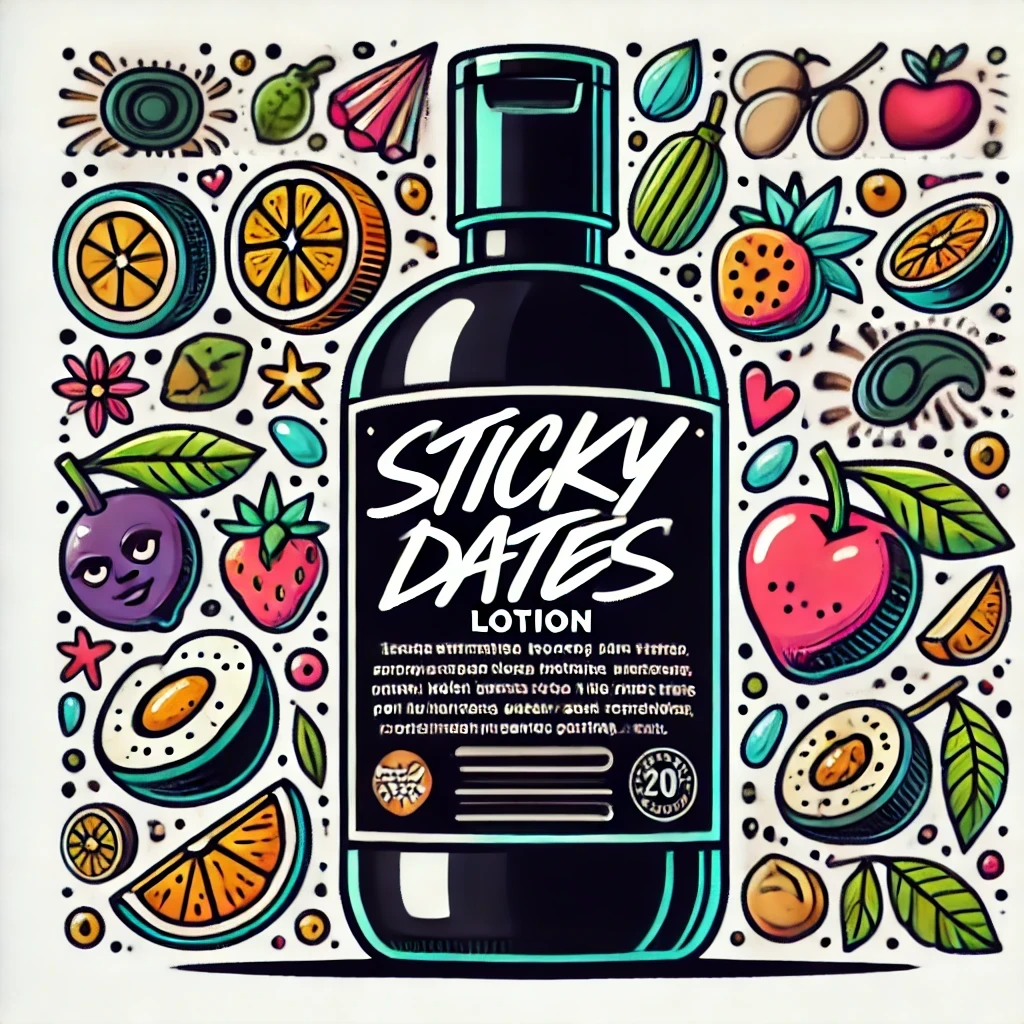 Illustration of sticky date lotion