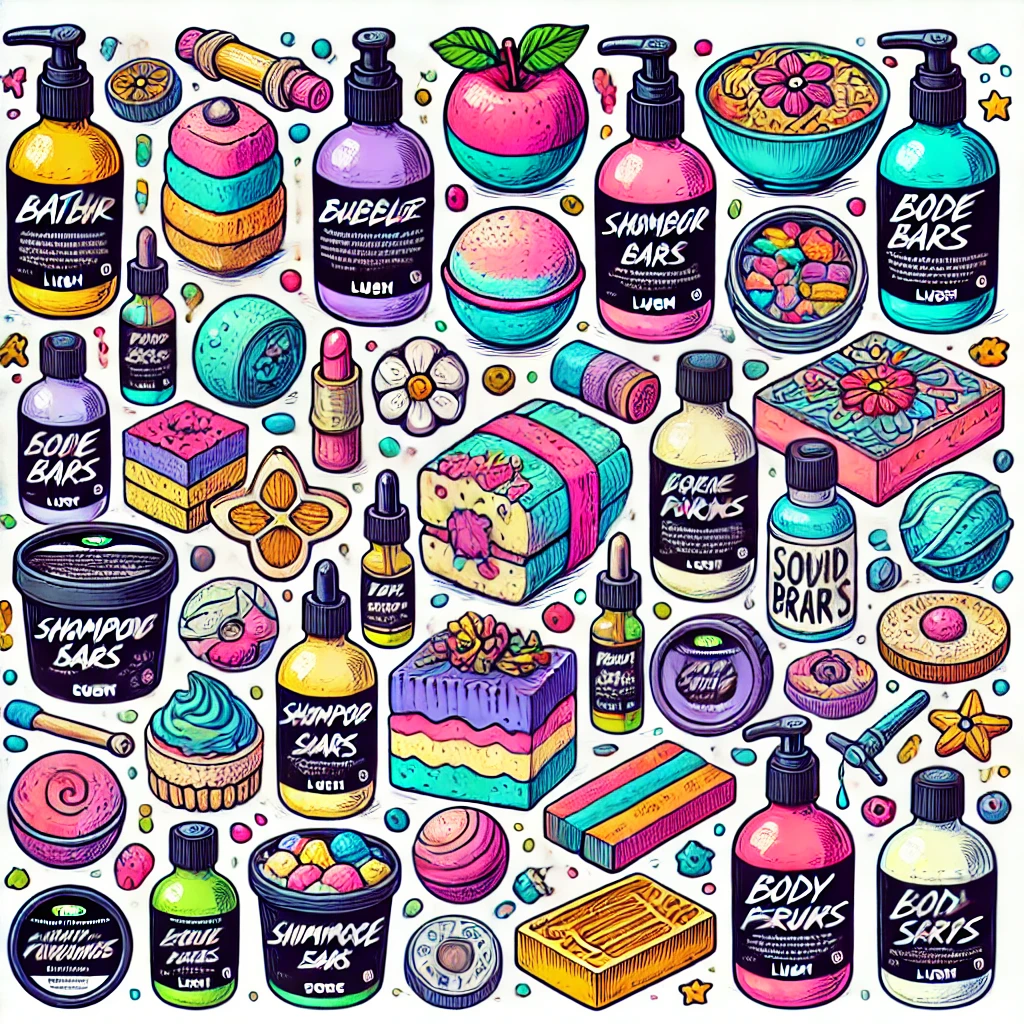 Illustrated lush products
